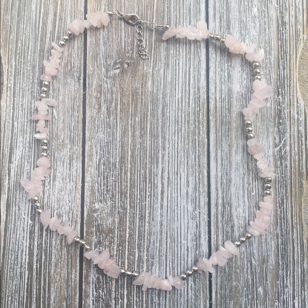 Rose Quartz Crystal Choker Necklace